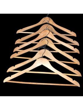 Unbranded Closet Accessories One Size Beige Wooden Hangers with Silver Hooks
